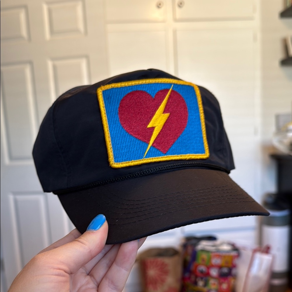 Aviator Nation Black Cap with Heart and Lightning Patch